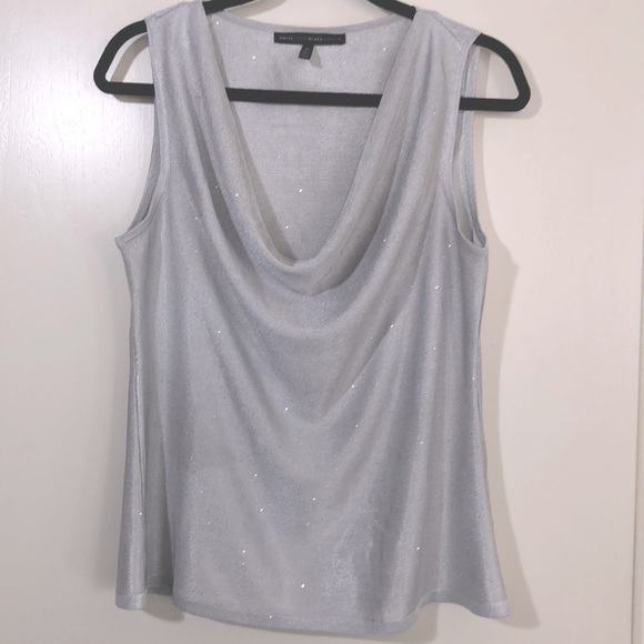 WHBM Silver Swoop Neck Blouse With Sequins - Picture 3 of 7